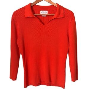 Vintage Basic Editions Cotton Ribbed Collared Sweater Size Medium